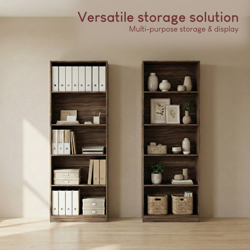 Bookcase with Shelving & Storage Display Bookcase Organizer For Home Office Living Room & Bedroom , Walnut