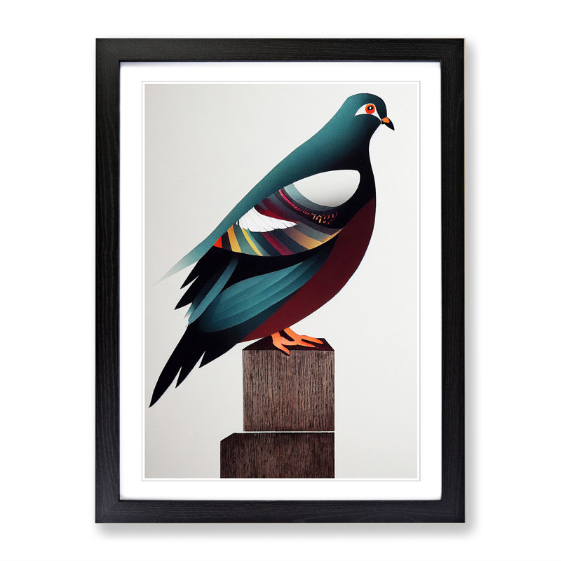 Pigeon Modern - Framed Print, 34cm H x 25cm W x 2cm D, Black