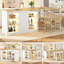 Extendable Kitchen Island Dining Table with Smart RGB LED, Glass Shelves & Storage, 120-197cm for Small Flats-873662970