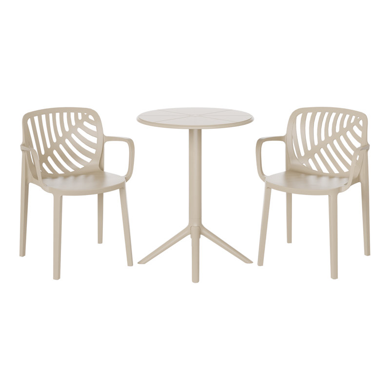 2-Person Outdoor Round Dining Set, Beige