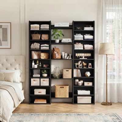 46 Pair Shoe Storage Cabinet ,Tall Shoe Rack With Open Shelves