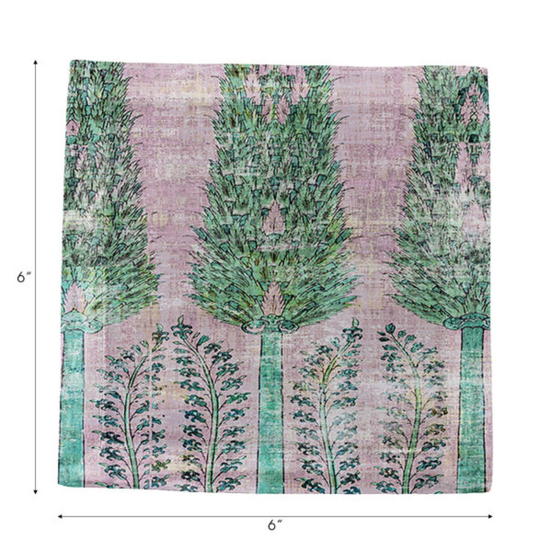 Square Napkins, Green Pink