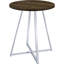 Table bistro ronde de 35 po de hauteur avec pieds et finition chêne brun pour base évasée pour salle à manger 2 po