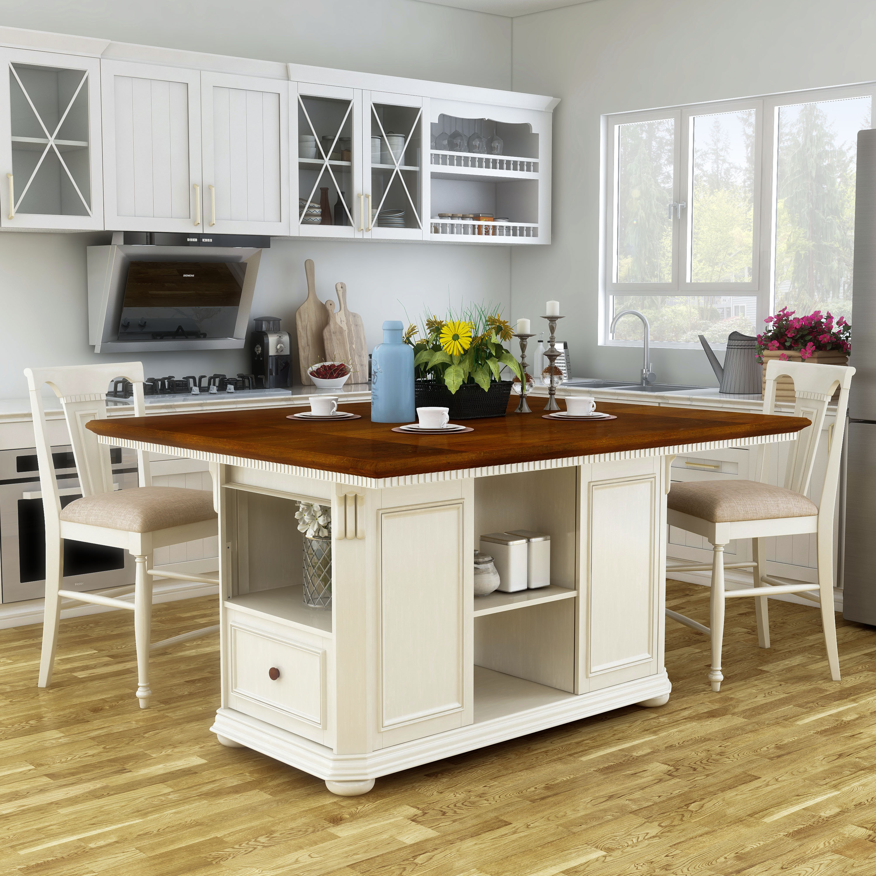 Counter height kitchen island best sale table set