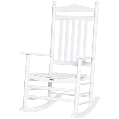 Outsunny Traditional Wooden High-Back Rocking Chair For Porch, Indoor/Outdoor by August Grove