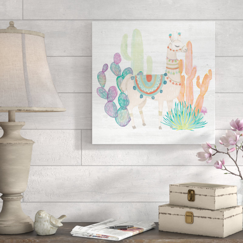 «Lovely Llamas II» par Mary Urban - reproduction d'art sur toile, H 20 po x l 20 po x P 1,25 po