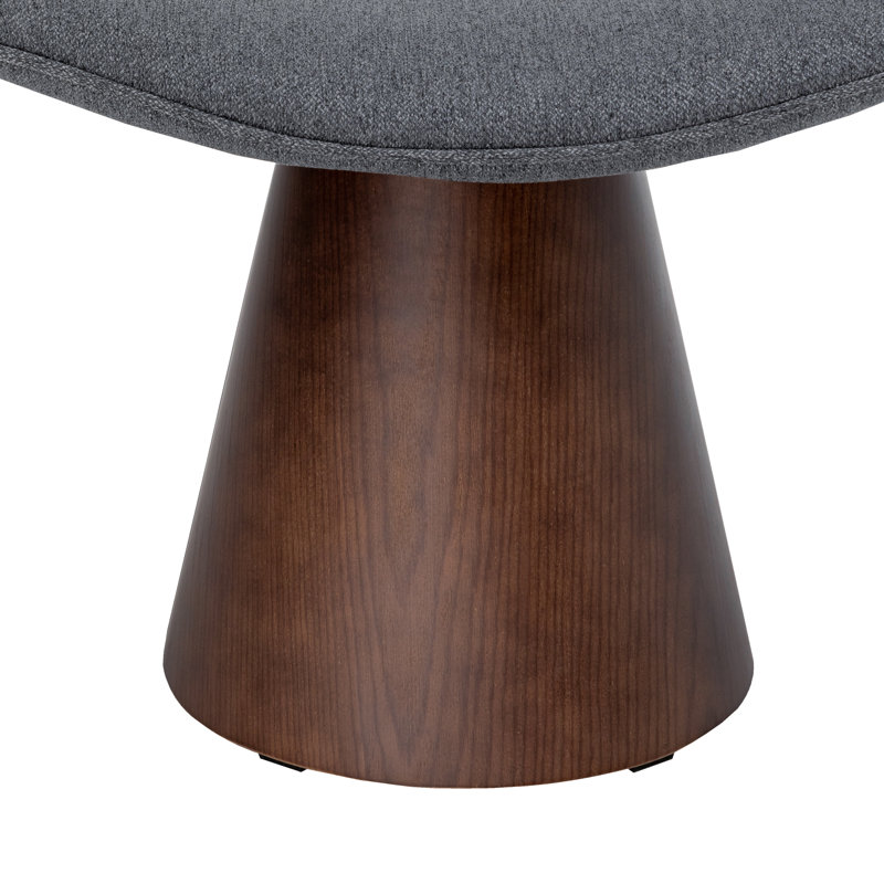 Jalsingh Upholstered Ottoman, Gray Revolution Performance Fabrics®, Walnut Oak