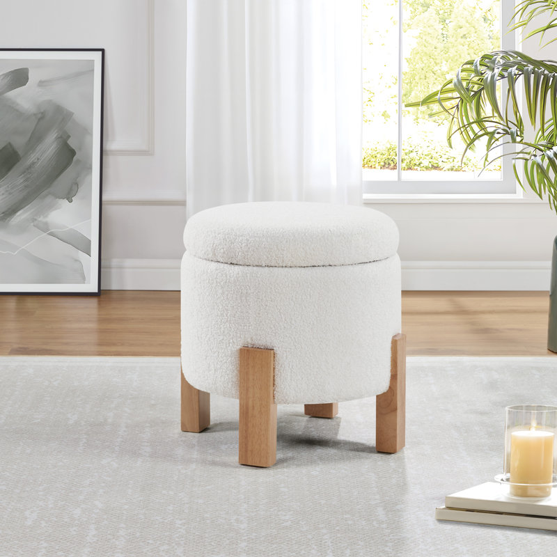 Annie Storage Ottoman, Ivory Sherpa