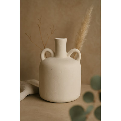 Terracotta Vase Natural Black H 9.8" & Dia 6.9"
