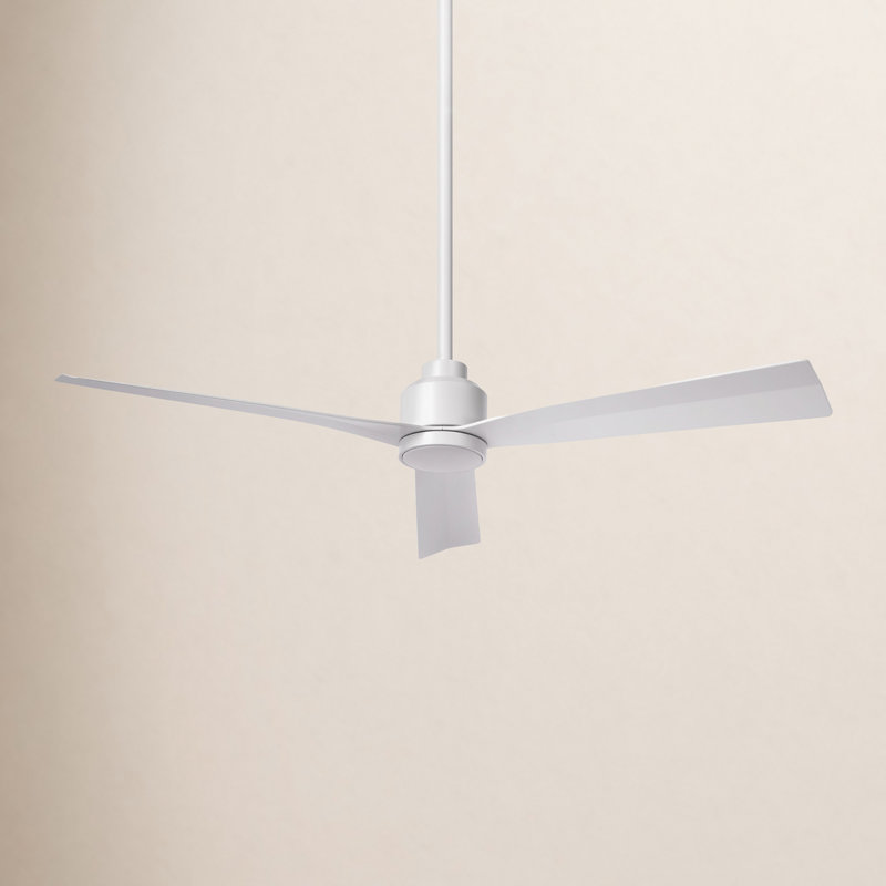Ventilateur de plafond intelligent à 3 pales de 52 po avec télécommande incluse, Blanc mat, Sans trousse d'éclairage