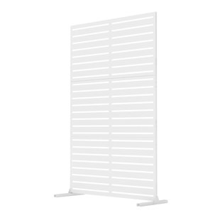 Écran d'intimité en métal 6 pi avec support, clôture à lattes noire autoportante pour patio, jardin, balcon et poubelle