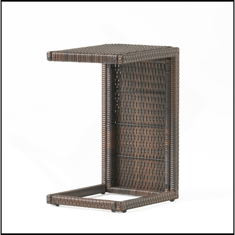 BUCHAREST Weather-Resistant PE Rattan C-Shaped Patio Side Table With Multi-Functional Design And Earthy Aesthetic