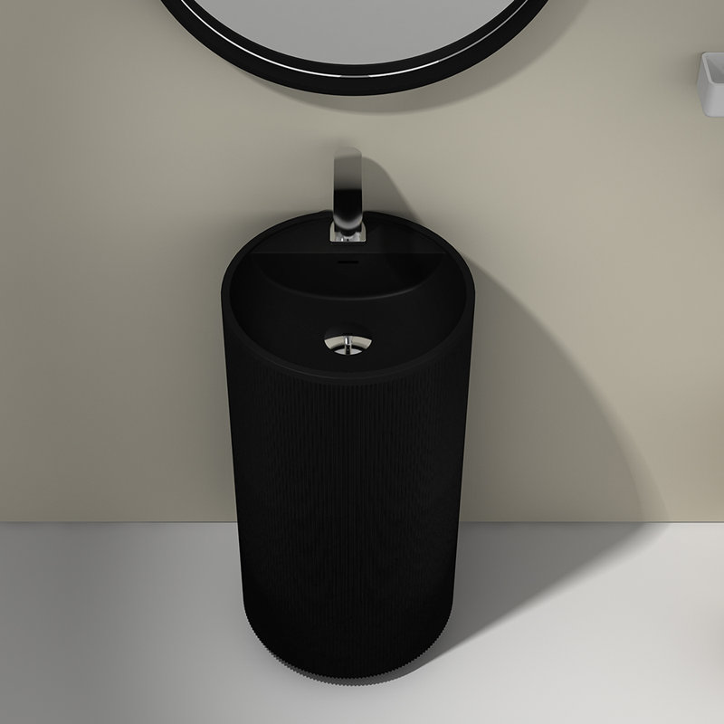 Flutti 17.68'' L Bathroom Sink, Matte Black, One Centered Hole