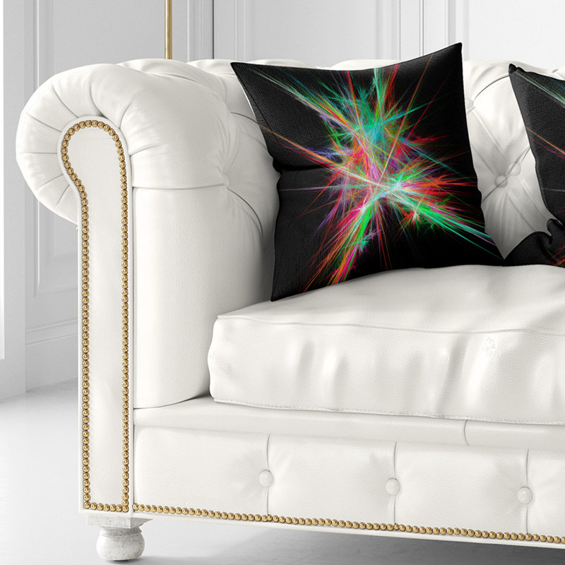 Spectre de lumière rouge - coussin imprimé abstrait, 16 po x 1 po, Coussin décoratif, Vert / Noir
