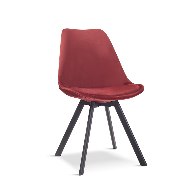 4 Rivas Velvet Upholstered Dining Chairs, Red, 4