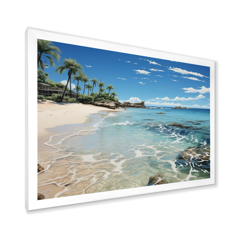 «Beach Sandy Paradise I», reproduction d'art sur toile encadrée, H 24 po x l 32 po x P 1 po, Cadre photo blanc