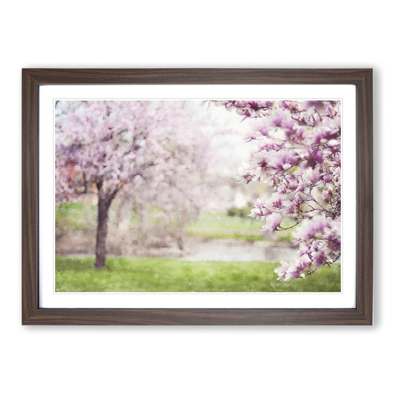 Magnolia Blossom Trees - Picture Frame Painting, Walnut Framed, 36cm H x 48cm W x 2cm D