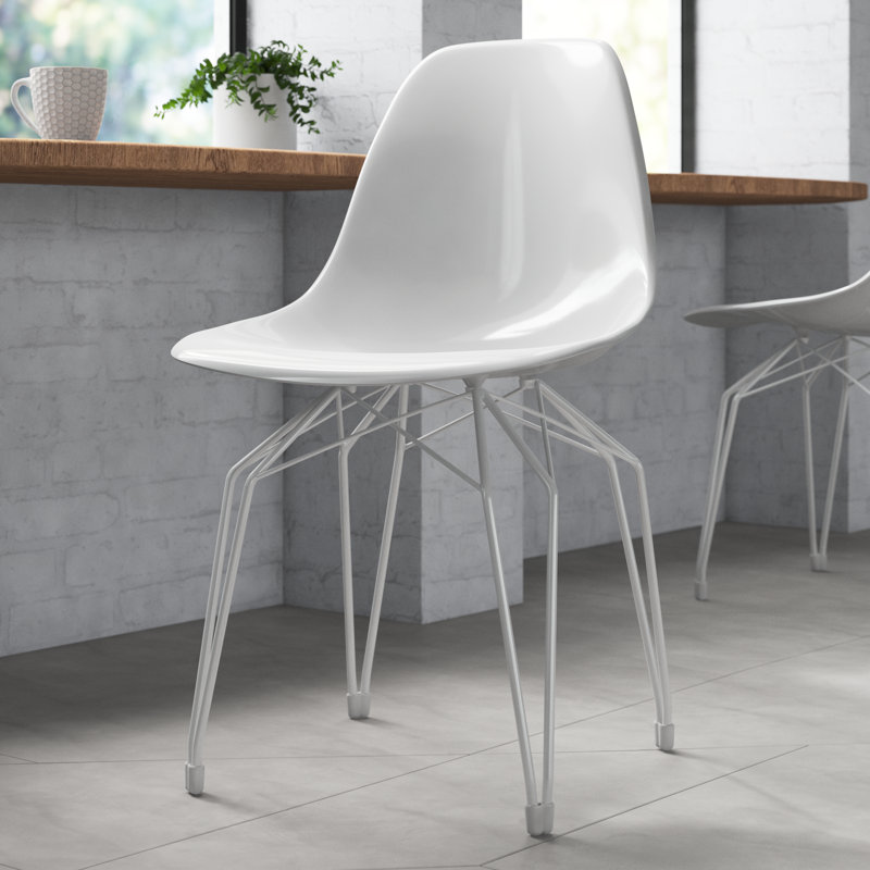 Emelle 18'' H Side Chair, White, Chrome