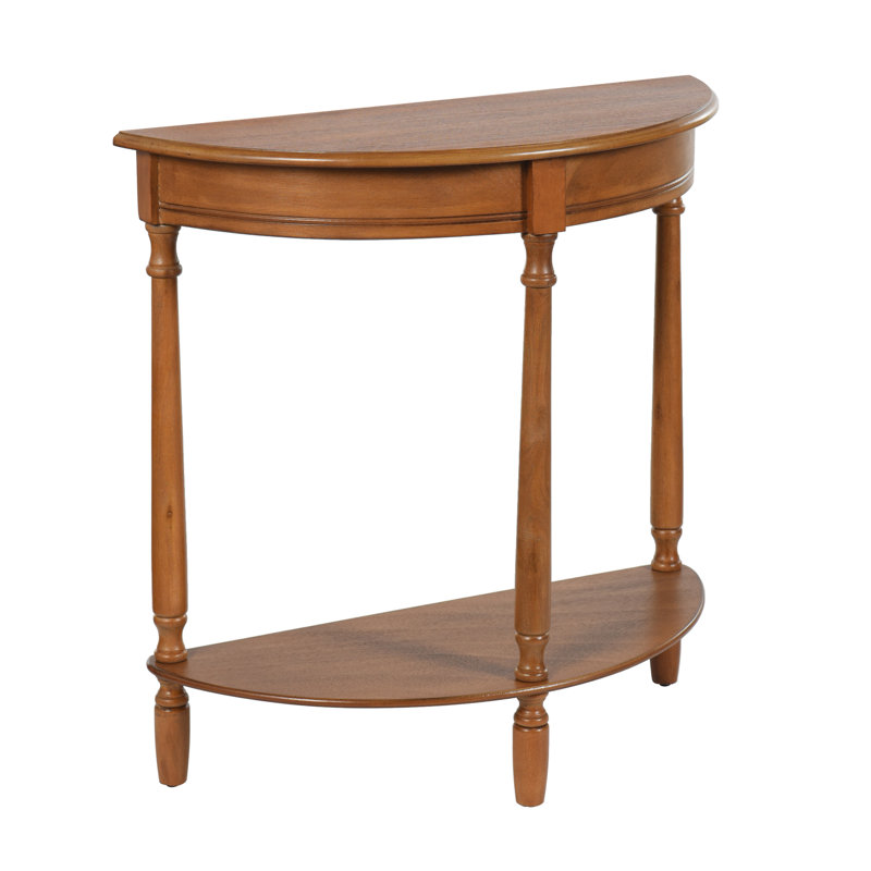 Tinsle Collection Half Moon Console Table with Storage Shelf End Table - Honeynut, Honeynut
