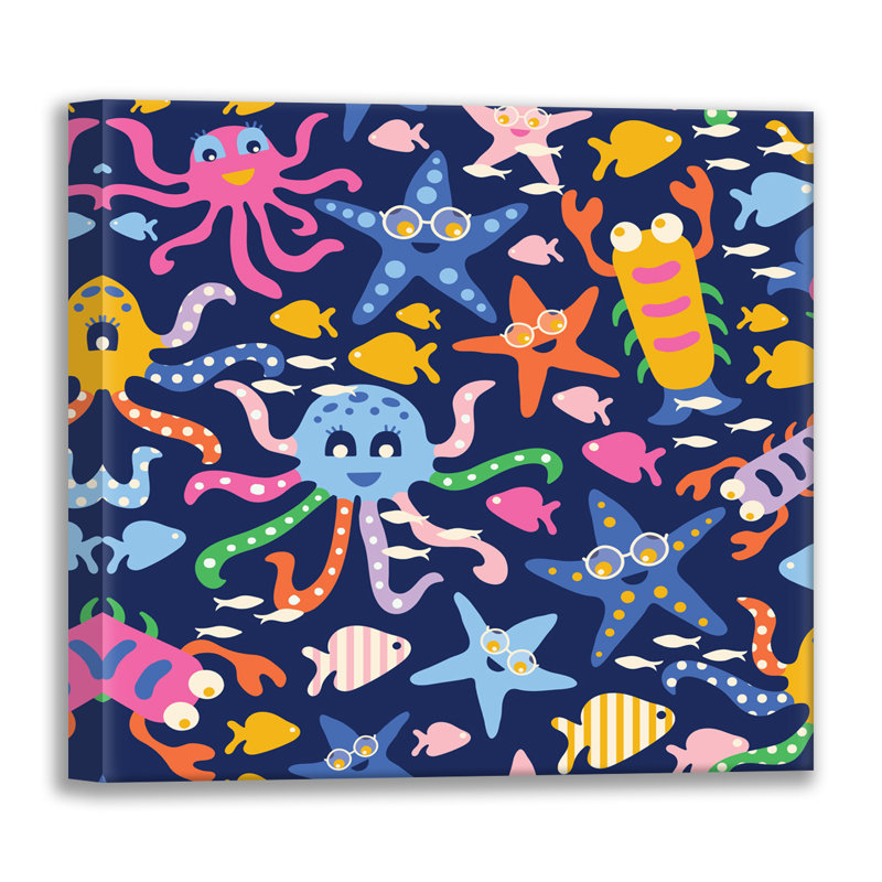 «Cute Underwater Happy Kids 2», estampe numérique sur toile tendue par Roochita Chachra, H 15 po x l 15 po