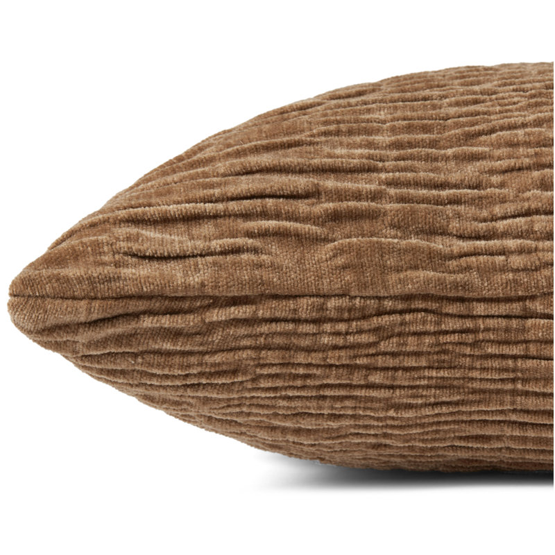 Edan Textured Reversible Pillow Cover & Insert, Brown, Polyester/Polyfill, 22"H x 22"W