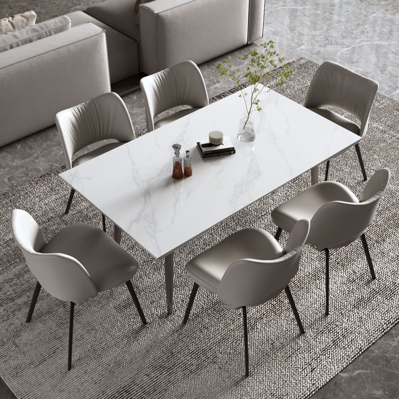 Gheorghi 62.9" to 94.4" Extendable Dining Tables for 6 to 10 - Rectangle White Dining Table