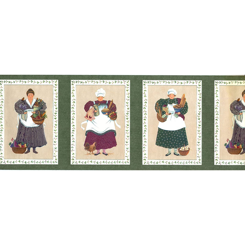 Bordure de papier peint l 15 pi x 9 po pour femmes cuisine dans des carrés Spears