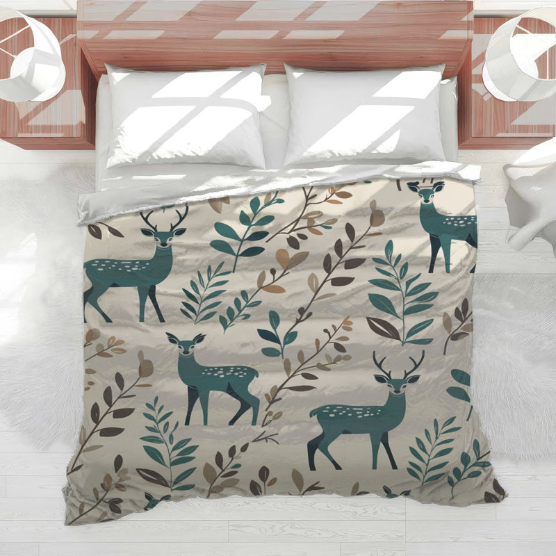 Deer And Leaves Pattern Comforter, Twin Extra Long
