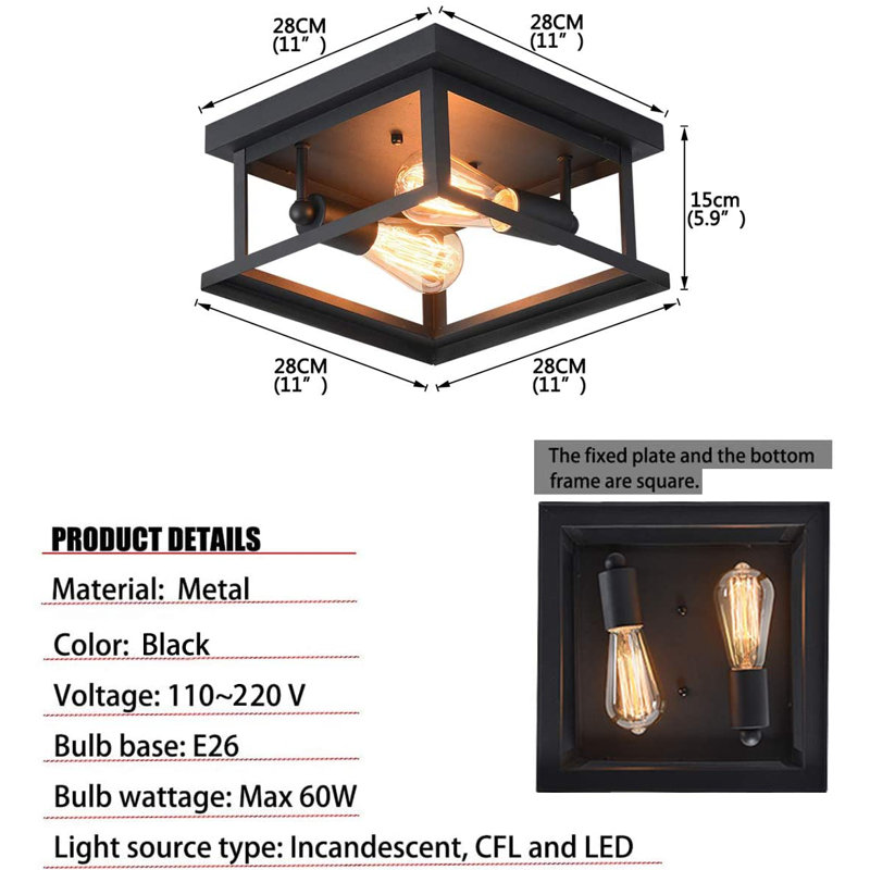 Briney 2 - Light 11" Dimmable Square Flush Mount