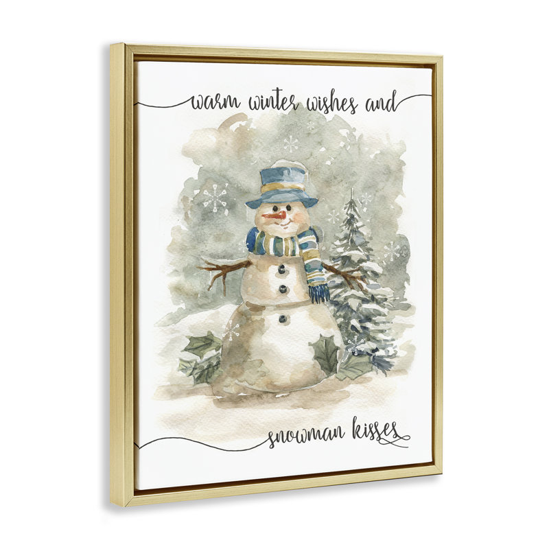 «Snowman Kisses», art de la giclée encadrée par Livi Finn