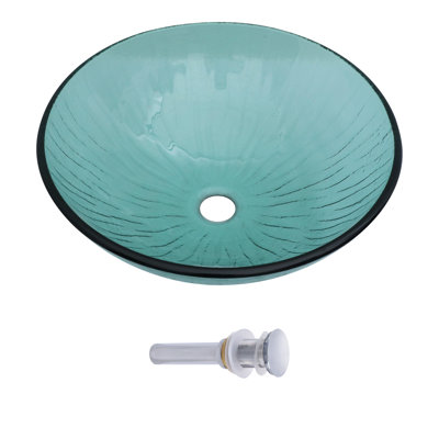 Lavabo de salle de bain en verre trempé circulaire 16,5 "x 16,5" avec bonde escamotable