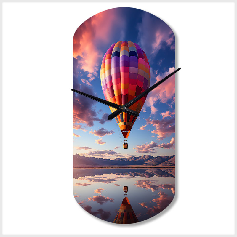 Horloge murale orange en forme de ballon à air chaud orange Horizon IV, Grand