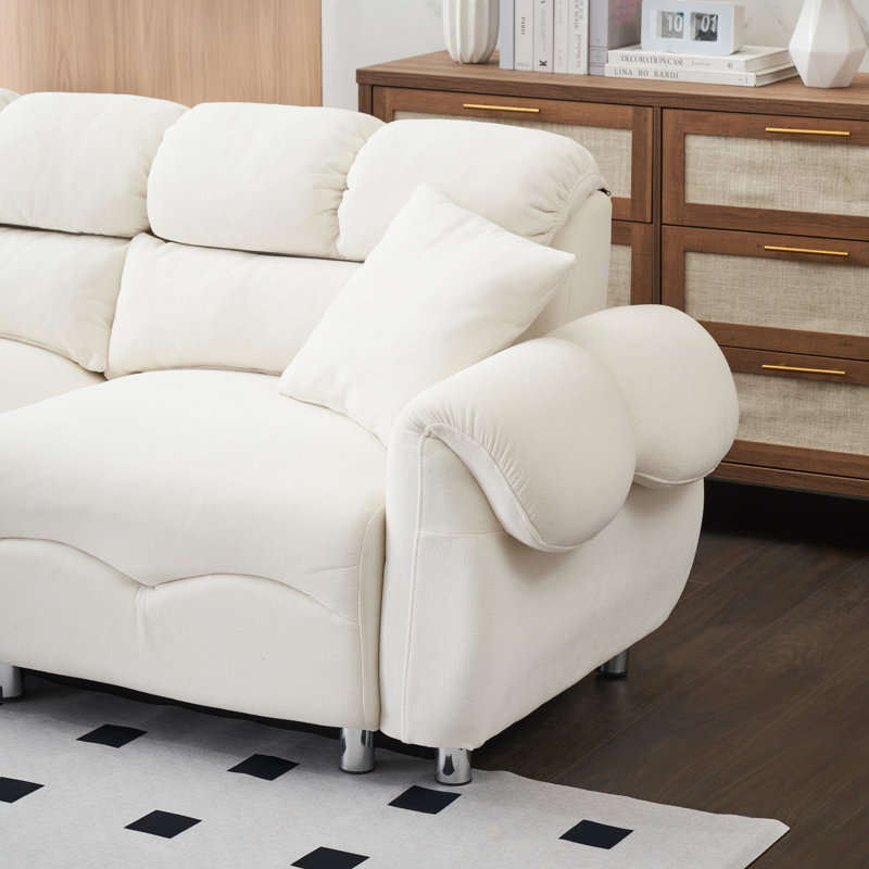 Canapé modulaire 2 pièces Agirta, Velours beige, H 39,8 po x l 78 po x P 50 po