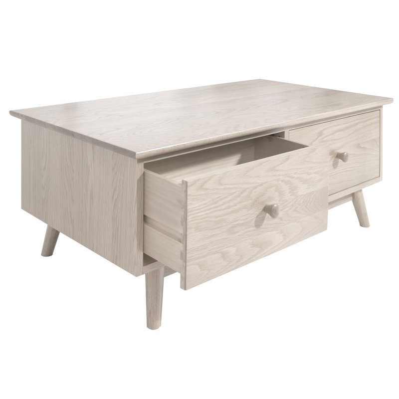 Colby Solid Wood Four Leg Coffee Table, Light Oak