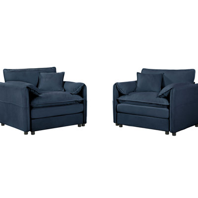 Oversized Chenille Armchairs - Foam Cushions, Blue Accent Chair 2 Thoughtful Design For Comfort,