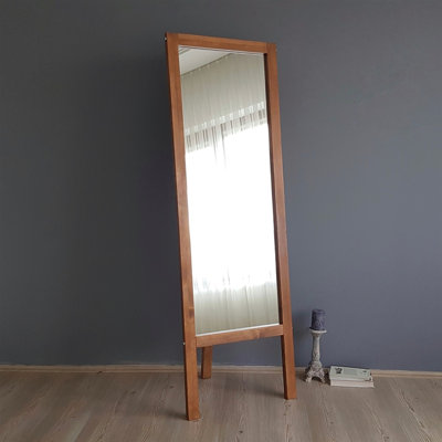 Elegant Cheval Mirror with Shelves, 21.7 x 67.0 inches | 100% Pine Solid Wood in Traditional Oak Finish | Wall-Mountable, Assembled Design | Perfect for Bedrooms and Dressing Areas, Classic Style & Functionality