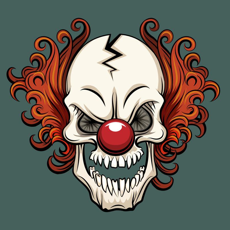 Evil Clown - Wrapped Canvas Print, 91cm H x 91cm W x 3.8cm D