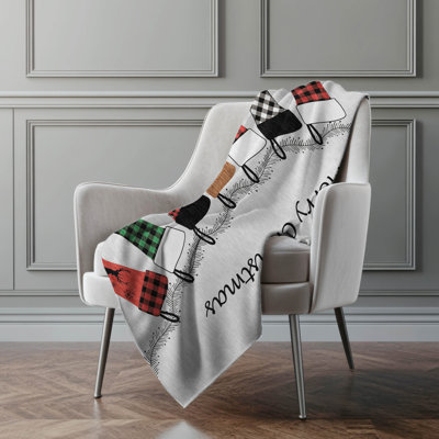 Addison Machine Washable Sherpa Christmas Stockings Throw Blanket