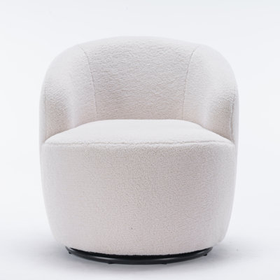 Teddy Fabric Swivel Accent Armchair Barrel Chair With Black Powder Coating Metal Ring