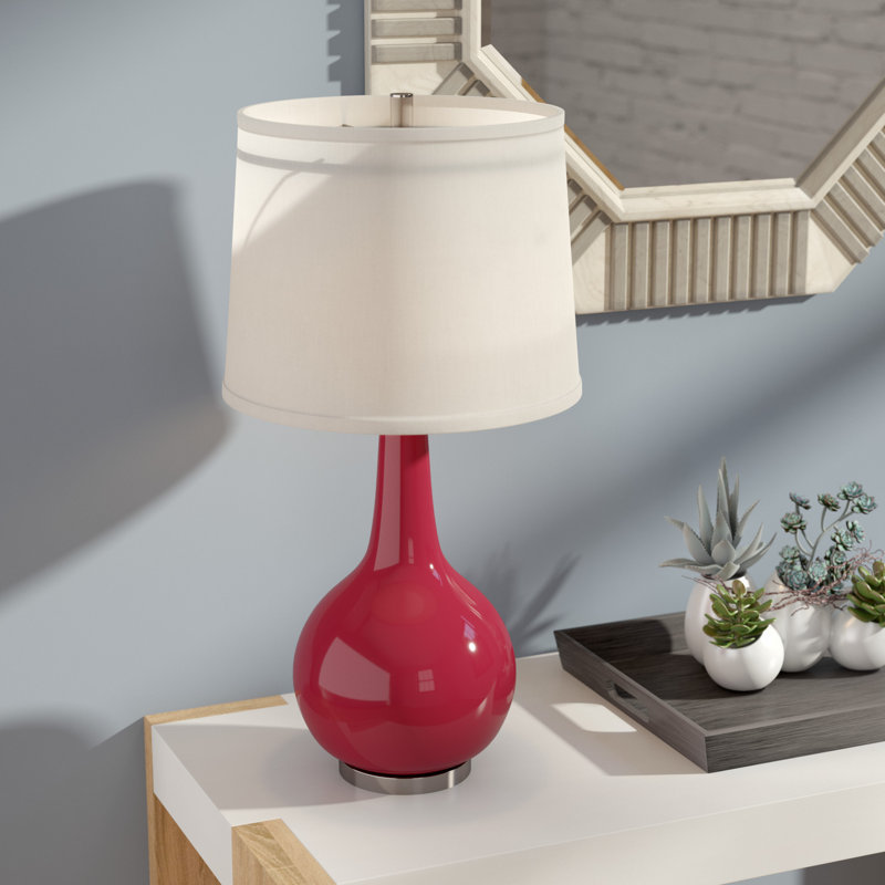 Rudra Ceramic Table Lamp, Rose Red