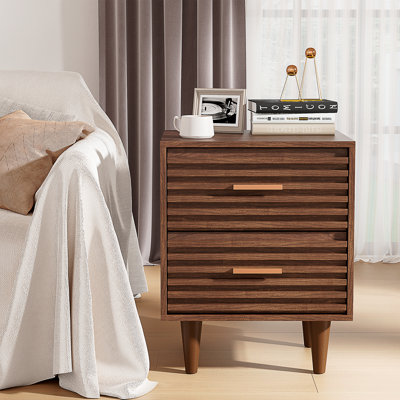 Tannehill 2 - Drawer Nightstand in Brown, Mid Century Modern, Side Table for Living Room