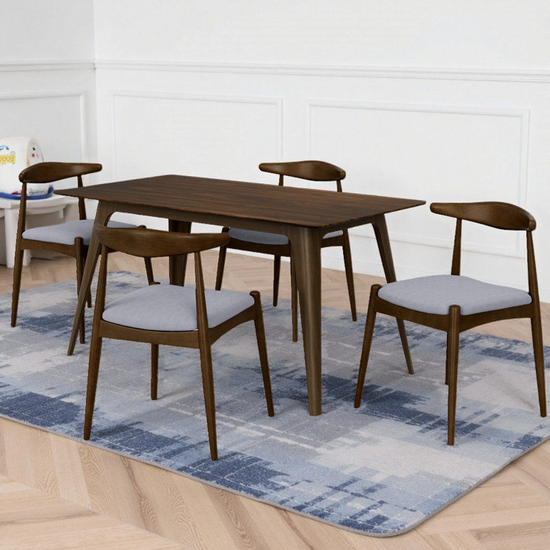 47.2" Rectangular Dining Set with 4 Chairs,Faux Wood Tabletop, 300LBS Capacity, Light Gray