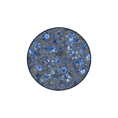 Tapis bleu / gris en chenille / polyester tissé à la main à la machine Kenora