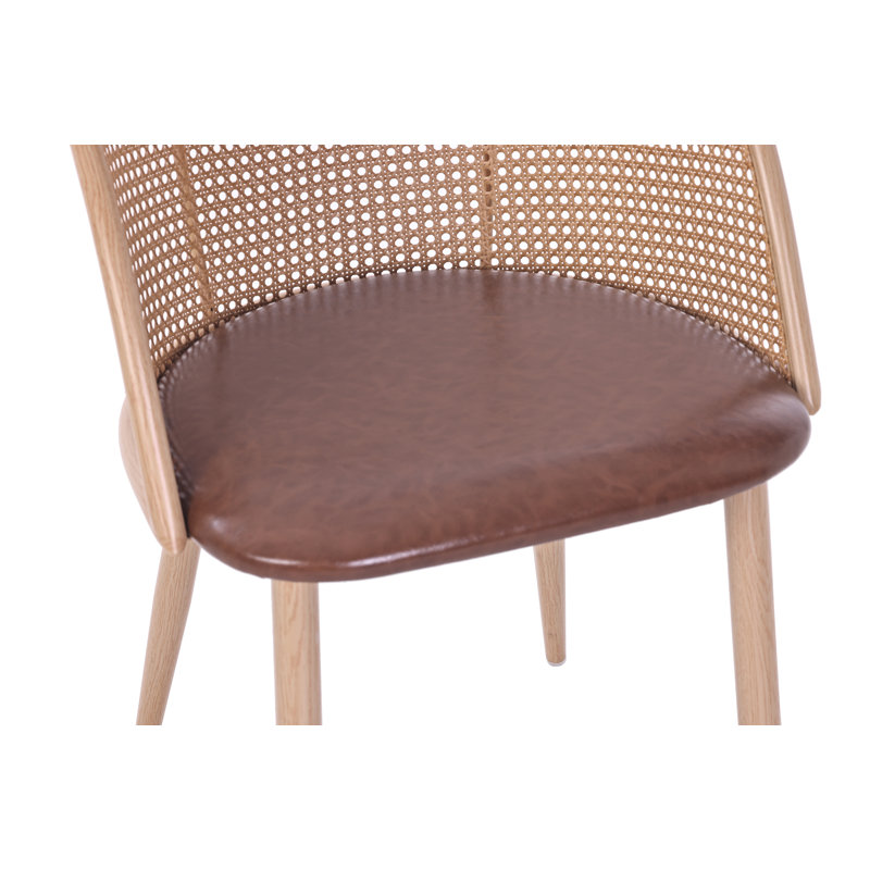 Ensemble de 2 chaises d'appoint en rotin avec siège en cuir d'unité centrale Bauhaus