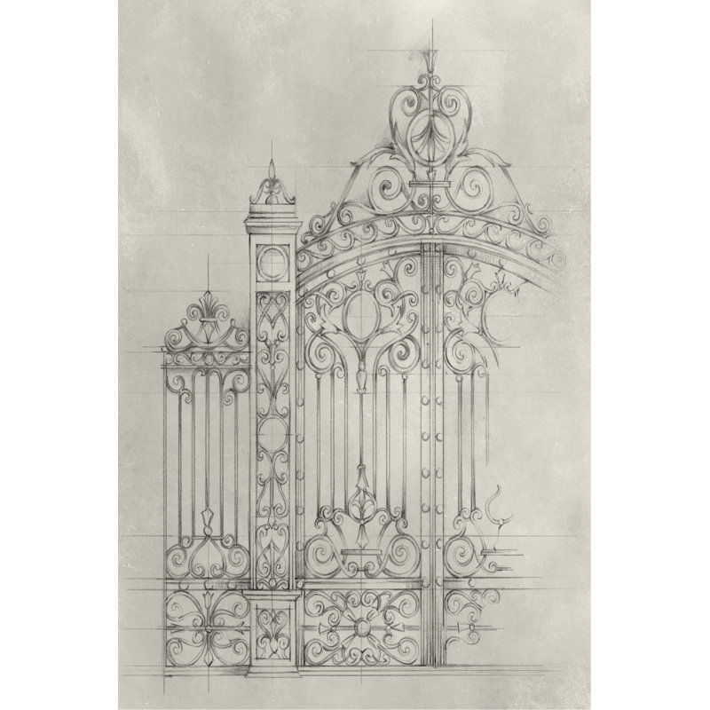 Iron Gate Design I by Ethan Harper - Wrapped Canvas Painting, 46cm H x 30cm W, Black Floater Framed