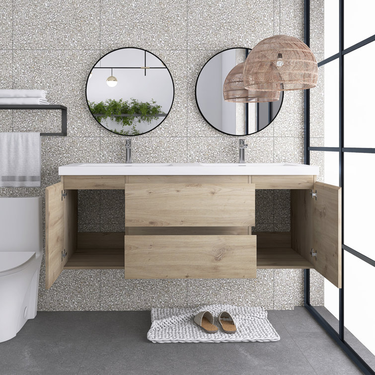 Union Rustic Jemarr 60'' Double Bathroom Vanity with Resin Top