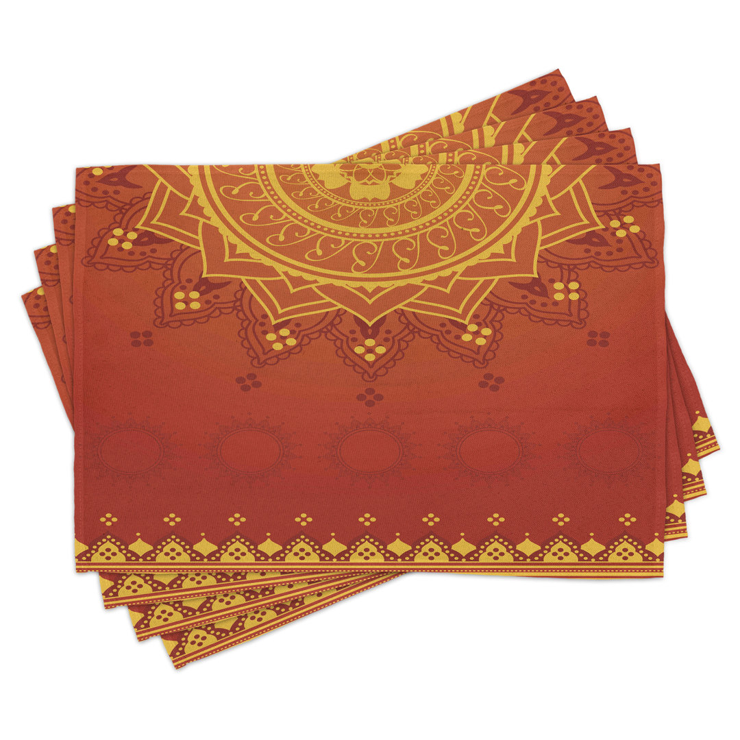 Platzdeckchen 4er Set, Traditioneller Saree, Ringelblume Orange