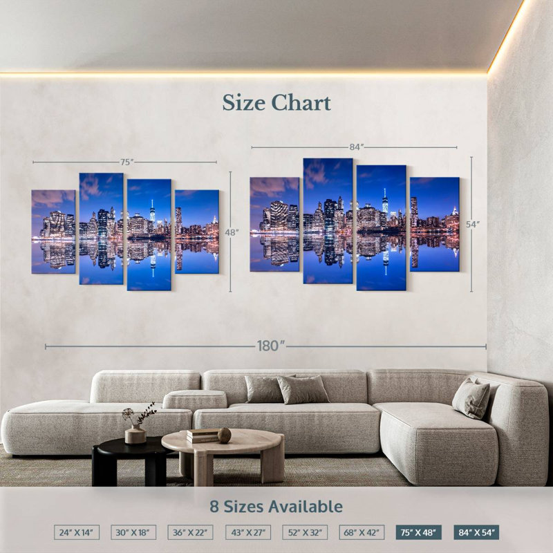 Sireci Manhattan Night Skyline, 54" H x 84" W