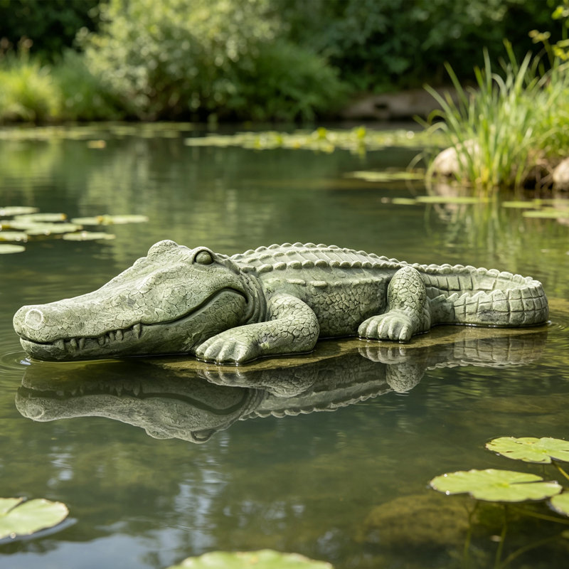 Crocodile de marais extérieur - statue de crocodile réaliste de 41 pouces, décoration de sculpture de jardin et ornement d'alligator pour pelouse de jardin, cadeau de bord de piscine