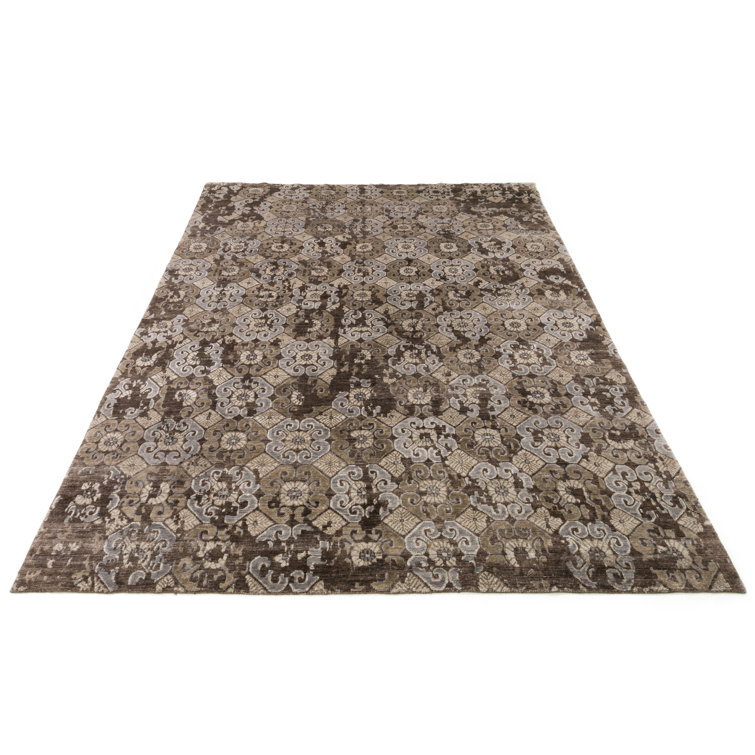 Hand Knotted Viscose Geometric Indoor Rug